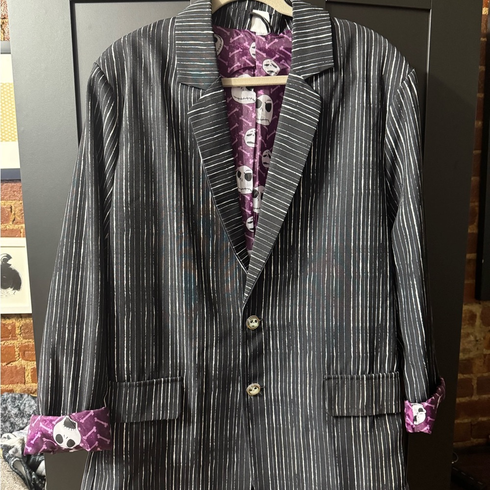 Burton Black Pinstripe Blazer with Purple Lining